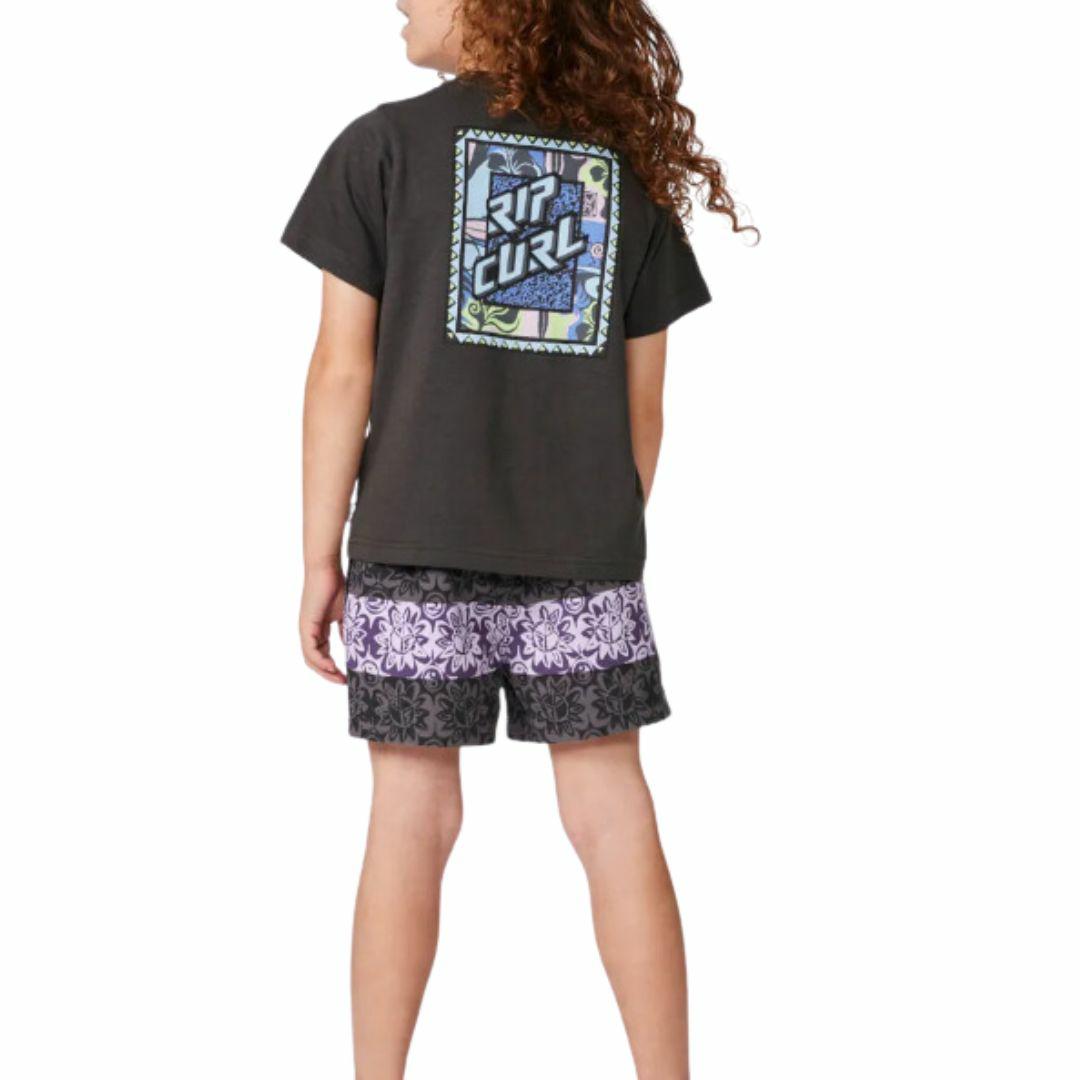 Static Youth Logo Tee - B Girls Tee Shirts Colour is Washed Black