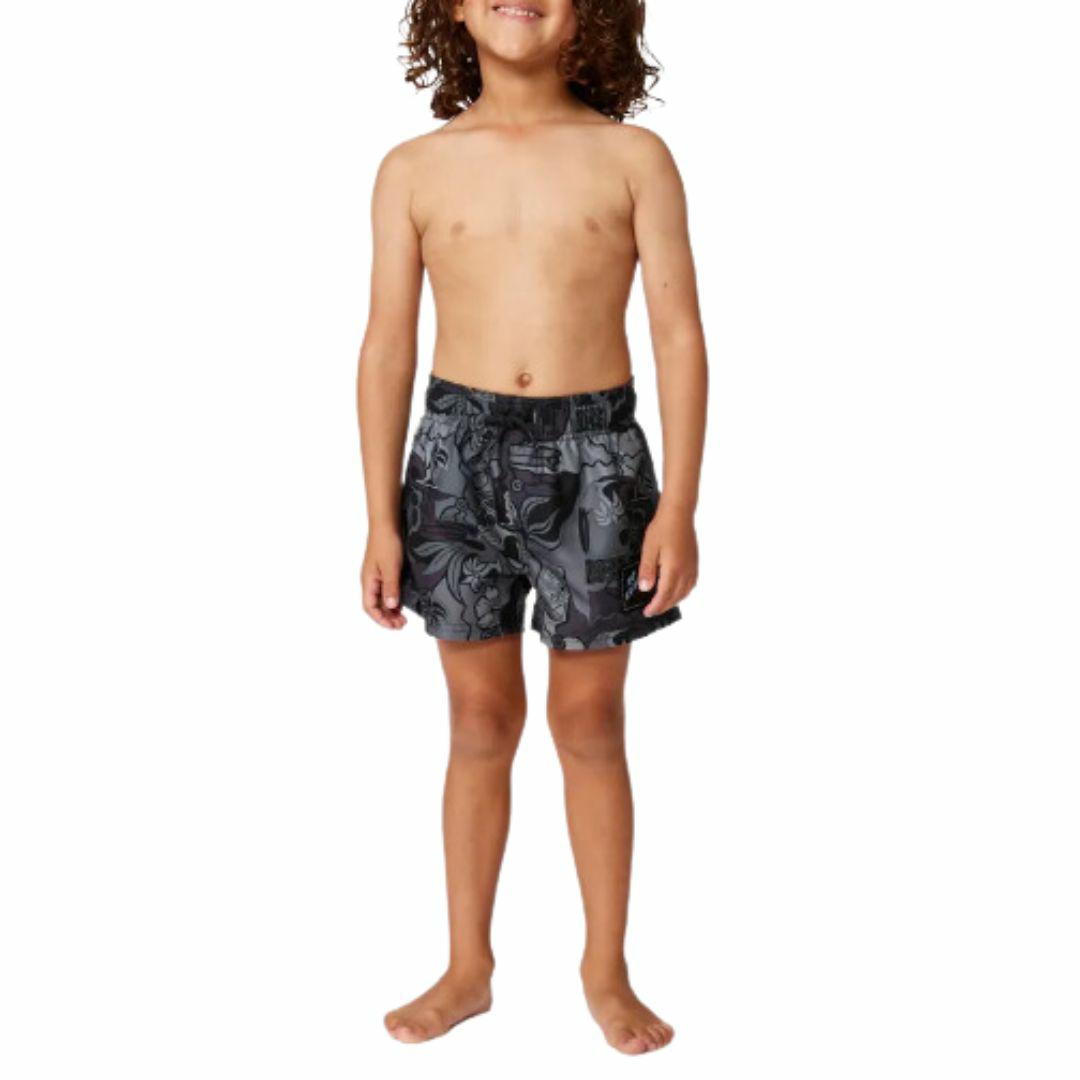 Static Youth Volley - Boy Girls Boardshorts Colour is Washed Black