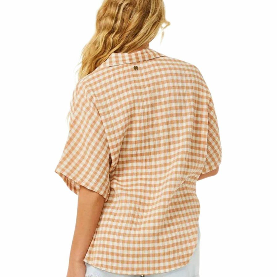 Premium Surf Check Shirt Womens Tops Colour is Light Brown