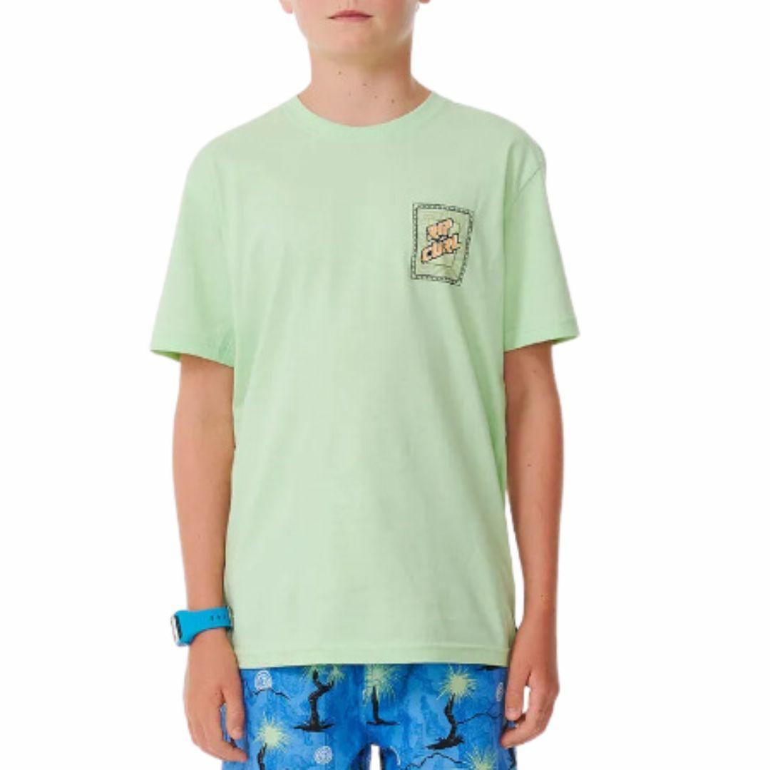 Shred Rock Logo Tee - Boy Boys Tee Shirts Colour is Patina Green