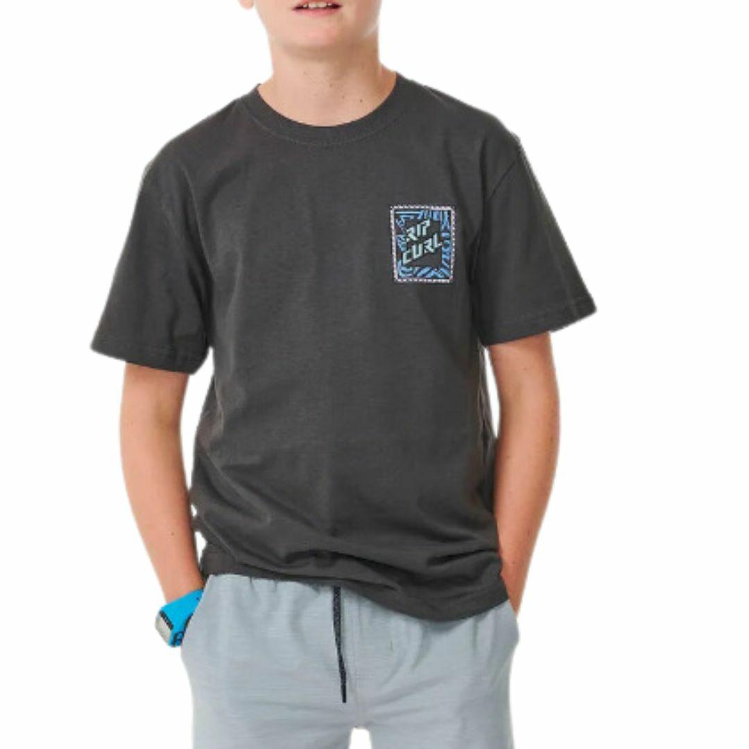 Shred Rock Logo Tee - Boy Boys Tee Shirts Colour is Washed Black