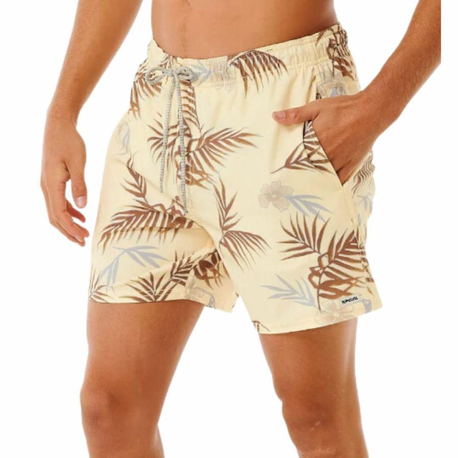 Surf Revival Floral Volle Mens Boardshorts Colour is Vintage Yellow