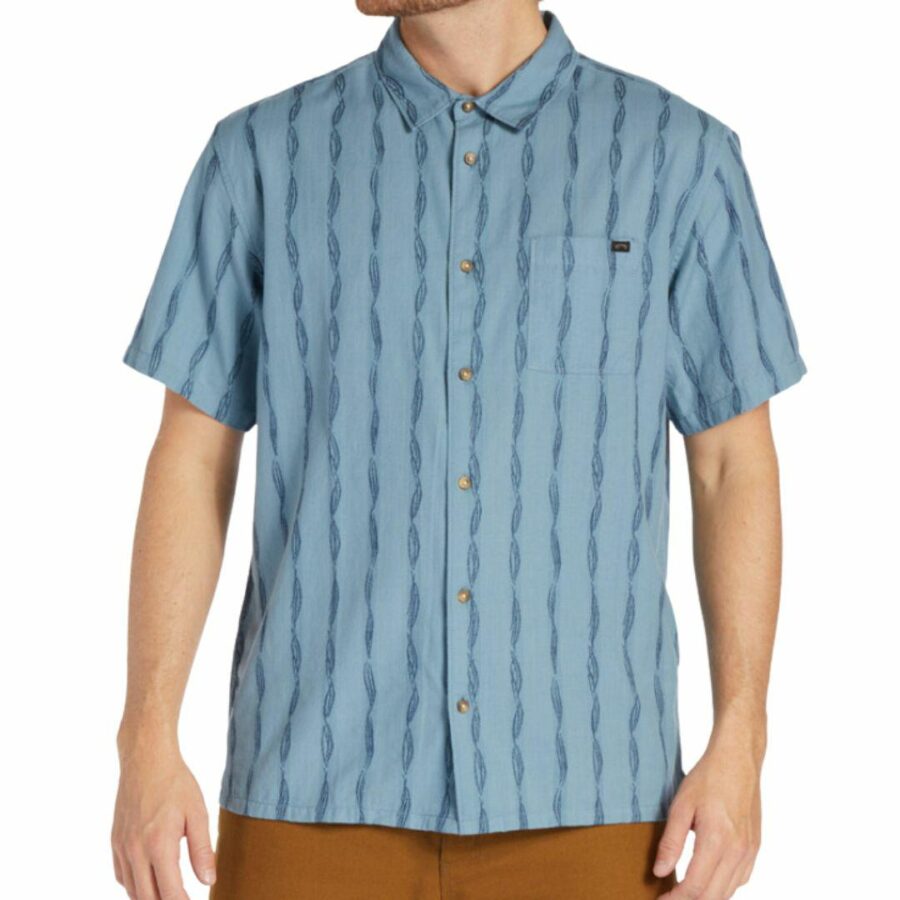 Sundays Jacquard Ss Mens Tops Colour is Washed Blue